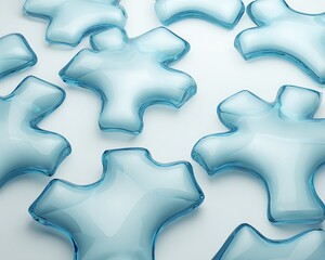 Transparent light blue puzzle pieces
