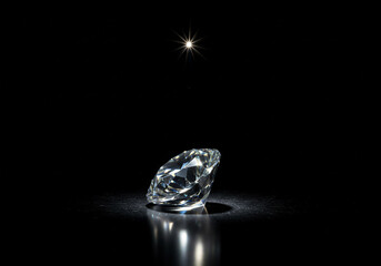 Brilliant Diamond on Black Background, Luxury Gem