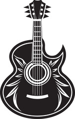 guitar silhouette vector, acoustic guitar vector illustration, guitar silhouette vector icon black and white