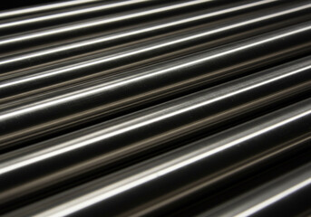 Obraz premium Closeup of Shiny Metal Pipes, Industrial Texture