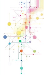 Abstract network design with colorful circles and lines. 