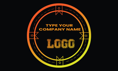 Circular emblem logo template with gradient and stars