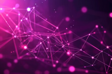 Abstract network of interconnected points and lines in vibrant pink and purple hues