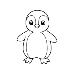 Outline graphic of a charming penguin, perfect for educational materials, coloring books, and creative design projects.