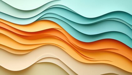 Obraz premium Abstract layered wavy shapes in pastel colors