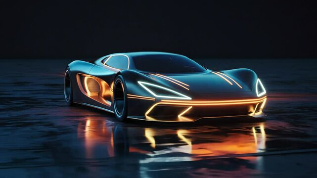 Car Speed Futuristic Slick Muscle Fast Night Neon Lights
