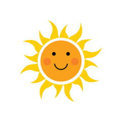 Sun icon symbol isolated on white backgorund. Vector stock