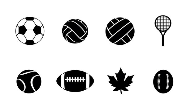 Sport balls and equipment icons