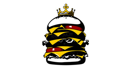 Burger Silhouette with Crown
