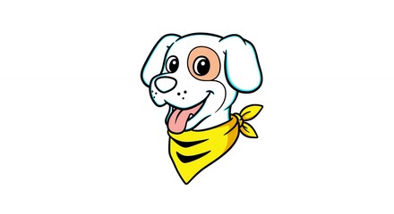 Cartoon dog illustration with yellow bandana
