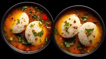 Traditional South Indian Idli With Lentil Stew