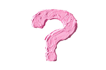 Pink Question Mark Symbol with Brushstroke Texture on, Representing Inquiry and Uncertainty isolated on transparent background