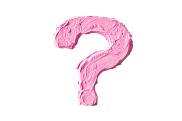 Pink Question Mark Symbol with Brushstroke Texture on, Representing Inquiry and Uncertainty isolated on transparent background
