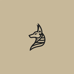 Obraz premium Anubis logo in simple and clean line art illustration style.