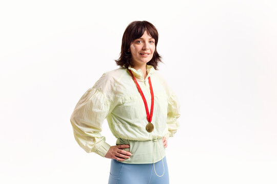 Trophy athlete in the studio