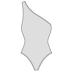 One shoulder suit,swiming wear vector illustration.