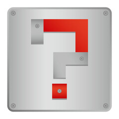 金属製のクエスチョンマークのアイコンイラスト（角）