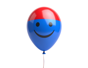 Floating Balloon Emoji in Red and Blue – Happy Mood Transparent Background PNG