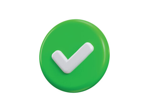 Check mark icon 3d render concept of green tick mark, Right mark icon vector illustration