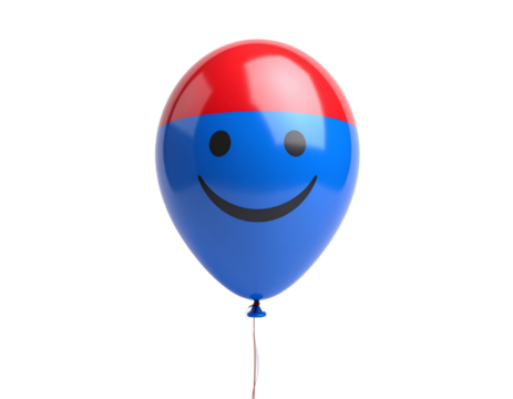Floating Balloon Emoji in Red and Blue – Happy Mood Transparent Background PNG
