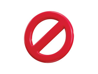 Prohibition sign 3d render concept of no icon, warning or stop symbol, safety danger icon vector illustration