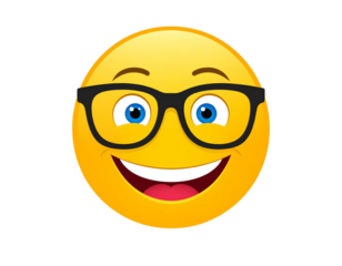 Nerd Face Emoji with Glasses – Geek Reaction – Transparent Background PNG