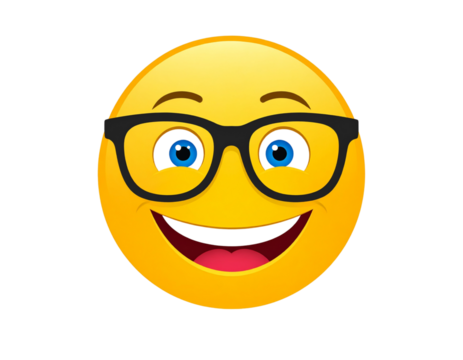 Nerd Face Emoji with Glasses – Geek Reaction – Transparent Background PNG