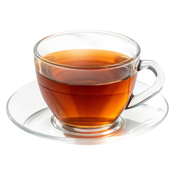 Hot Glass Tea Cup with Tea Saucer &ndash; Transparent Background