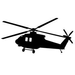  Helicopter silhouette with white background.