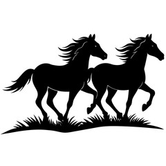 silhouette of a horse with white background.