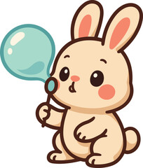 Cute Bunny Blowing Bubbles