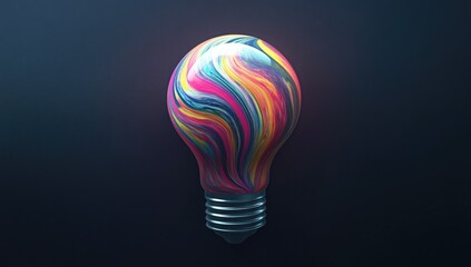 Colorful abstract lightbulb on dark background