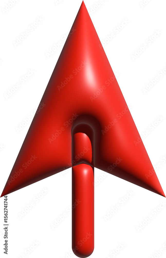 Poster abstract 3d red arrow shape with smooth curves and subtle shadows