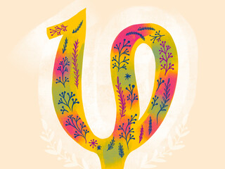 Stylized concept of ten anniversary