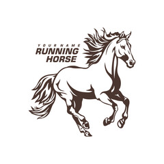 Running Horse logo design vector. Silhouette Horse Template Illustration. Icon Symbol