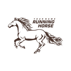 Running Horse logo design vector. Silhouette Horse Template Illustration. Icon Symbol