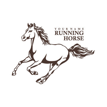 Running Horse logo design vector. Silhouette Horse Template Illustration. Icon Symbol