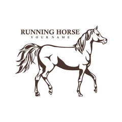 Running Horse logo design vector. Silhouette Horse Template Illustration. Icon Symbol