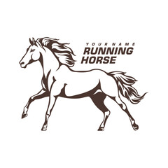 Running Horse logo design vector. Silhouette Horse Template Illustration. Icon Symbol