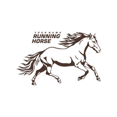 Running Horse logo design vector. Silhouette Horse Template Illustration. Icon Symbol