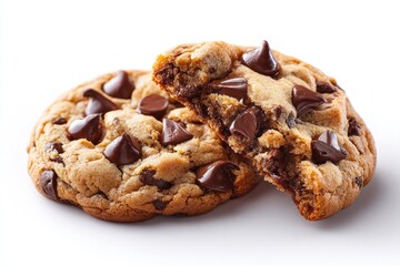 Obraz premium Close-up of two chocolate chip cookies.