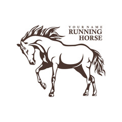 Running Horse logo design vector. Silhouette Horse Template Illustration. Icon Symbol