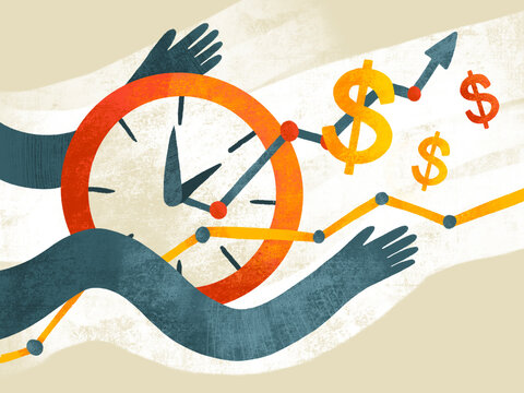 Time management and financial growth concept