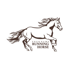 Running Horse logo design vector. Silhouette Horse Template Illustration. Icon Symbol