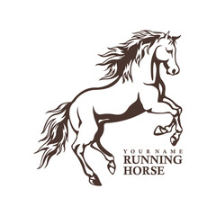 Running Horse logo design vector. Silhouette Horse Template Illustration. Icon Symbol