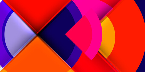 Abstract composition. Vibrant colors intersect, creating dynamic shapes against black background. Modern design, bold gradients present.