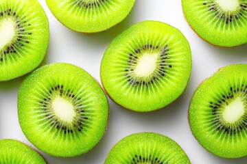 Fototapeta premium Close-up view of sliced kiwi fruit.