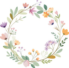 Obraz premium Floral Wreath Watercolor Clipart for Spring Invitation Design