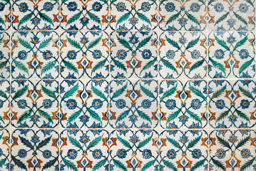  Decorative blue and orange floral tiles