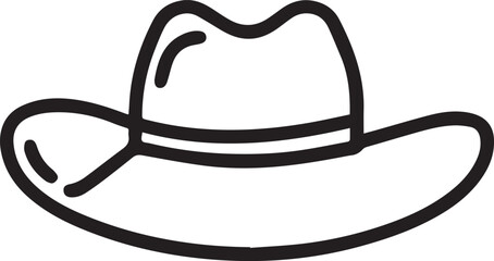 cowboy hat line art logo, cowboy hat line art silhouette vector icon